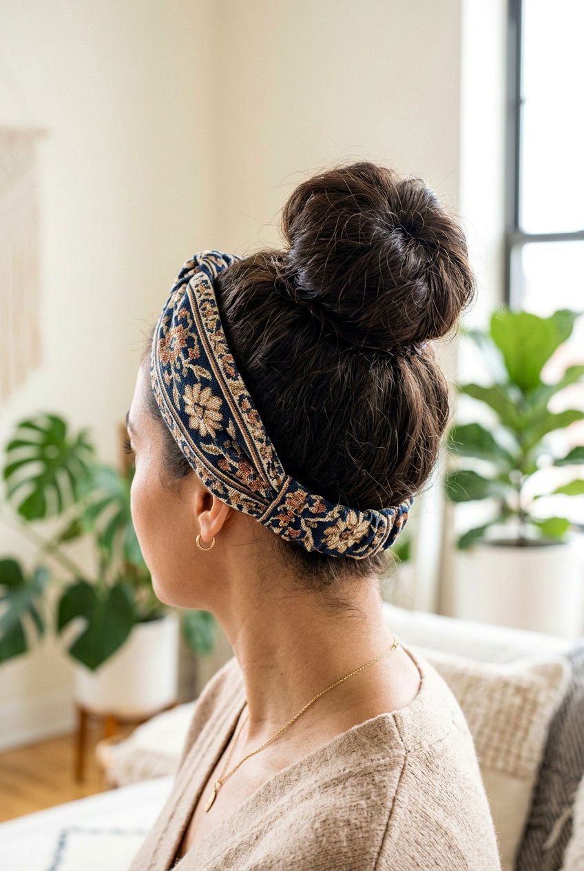 High Bun With Headband - 20 high bun hairstyles - 20 high bun hairstyles