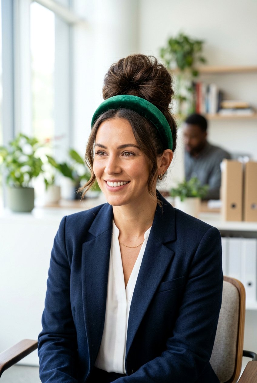 High Bun With Padded Headband - 20 headband bun hairstyle - 20 headband bun hairstyle