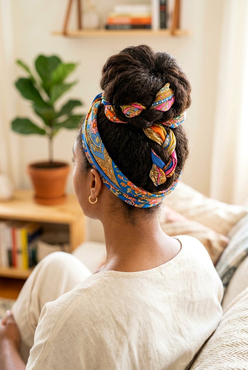 High Bun With Scarf - 20 high bun hairstyles - 20 high bun hairstyles
