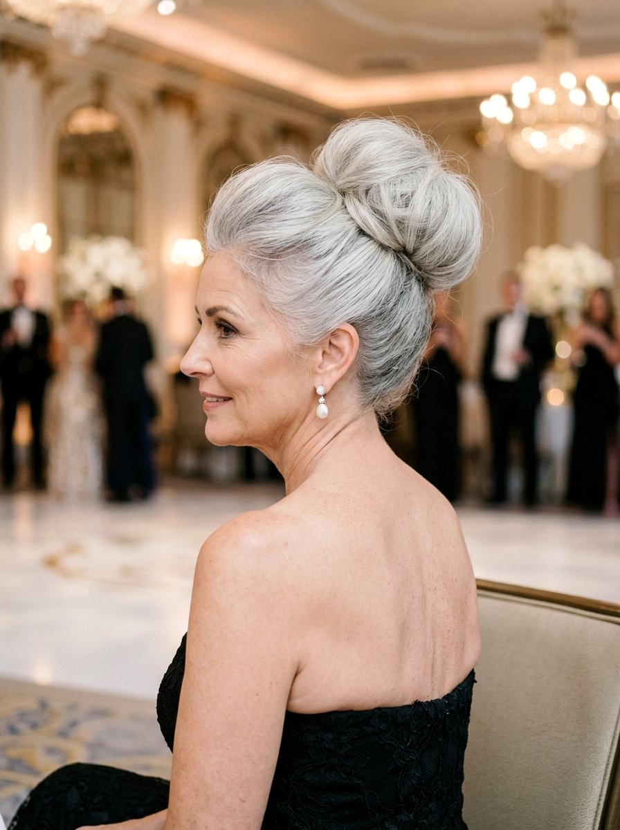 High Bun With Volume - 20 older women wedding guest hair ideas - 20 older women wedding guest hair ideas