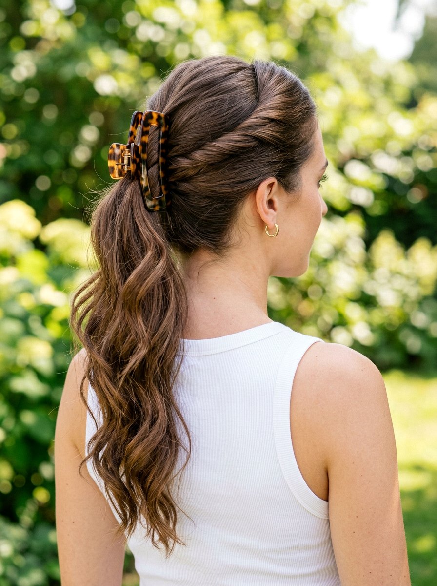 High Claw Clip Ponytail - 20 claw clip hairstyle for office women - 20 claw clip hairstyle for office women