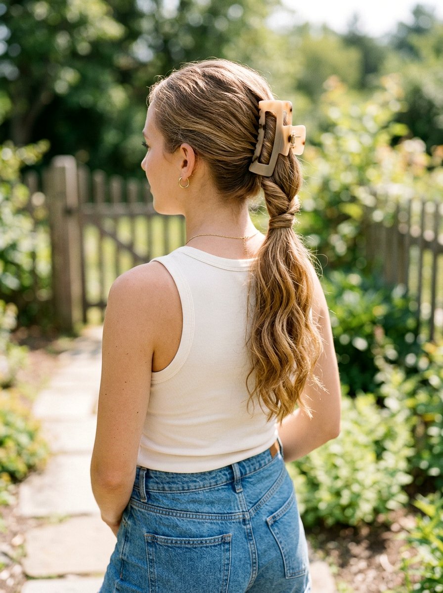 High Claw Clip Ponytail - 20 summer claw clip hairstyles - 20 summer claw clip hairstyles