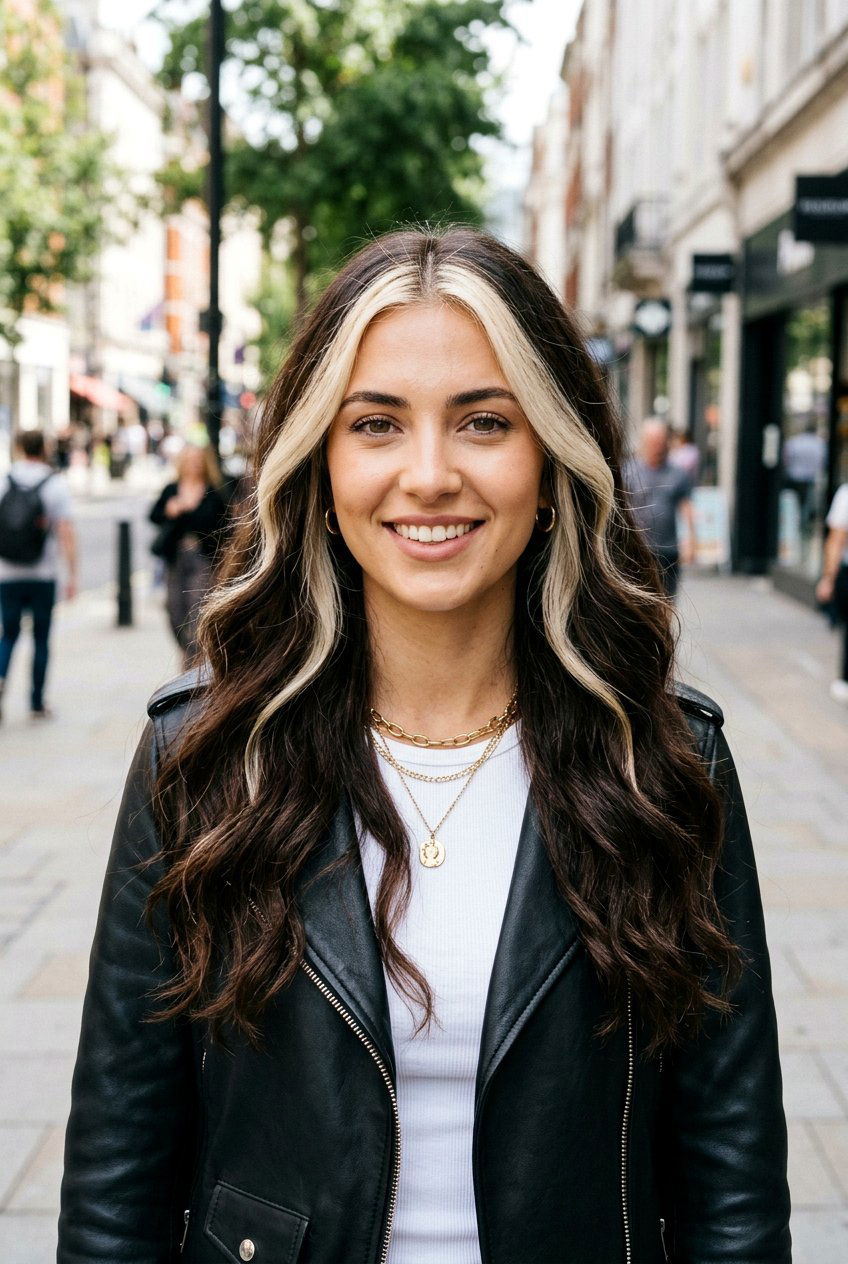 High Contrast Blonde Face Framing on Dark Brown Hair - 20 brown hair with face framing highlights - 20 brown hair with face framing highlights