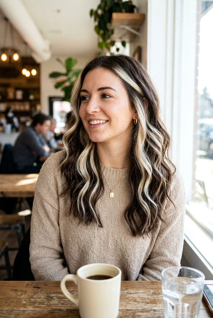 High Contrast Blonde Highlights On Dark Brown Hair - 20 high contrast blonde highlights - 20 high contrast blonde highlights