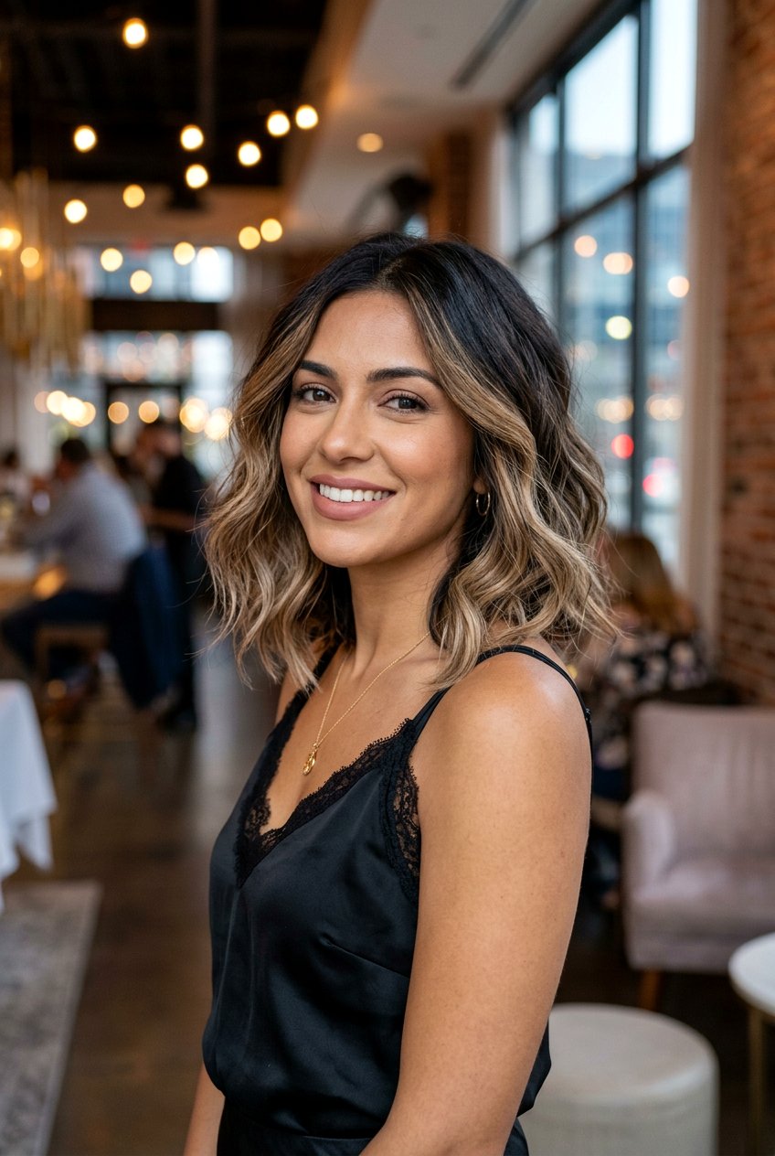 High Contrast Brunette Balayage Bob - 20 brunette balayage for bob haircut - 20 brunette balayage for bob haircut