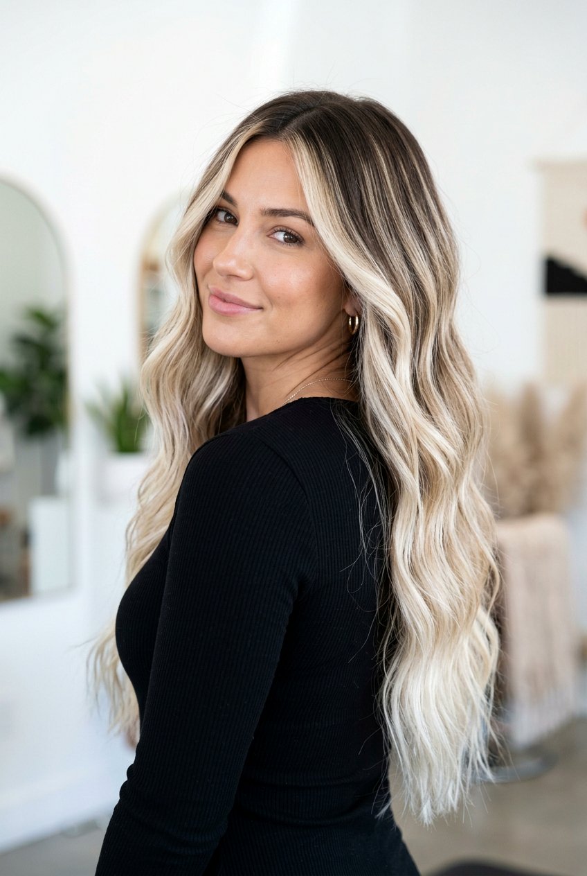 High Contrast Champagne Blonde Balayage - 20 champagne blonde balayage - 20 champagne blonde balayage