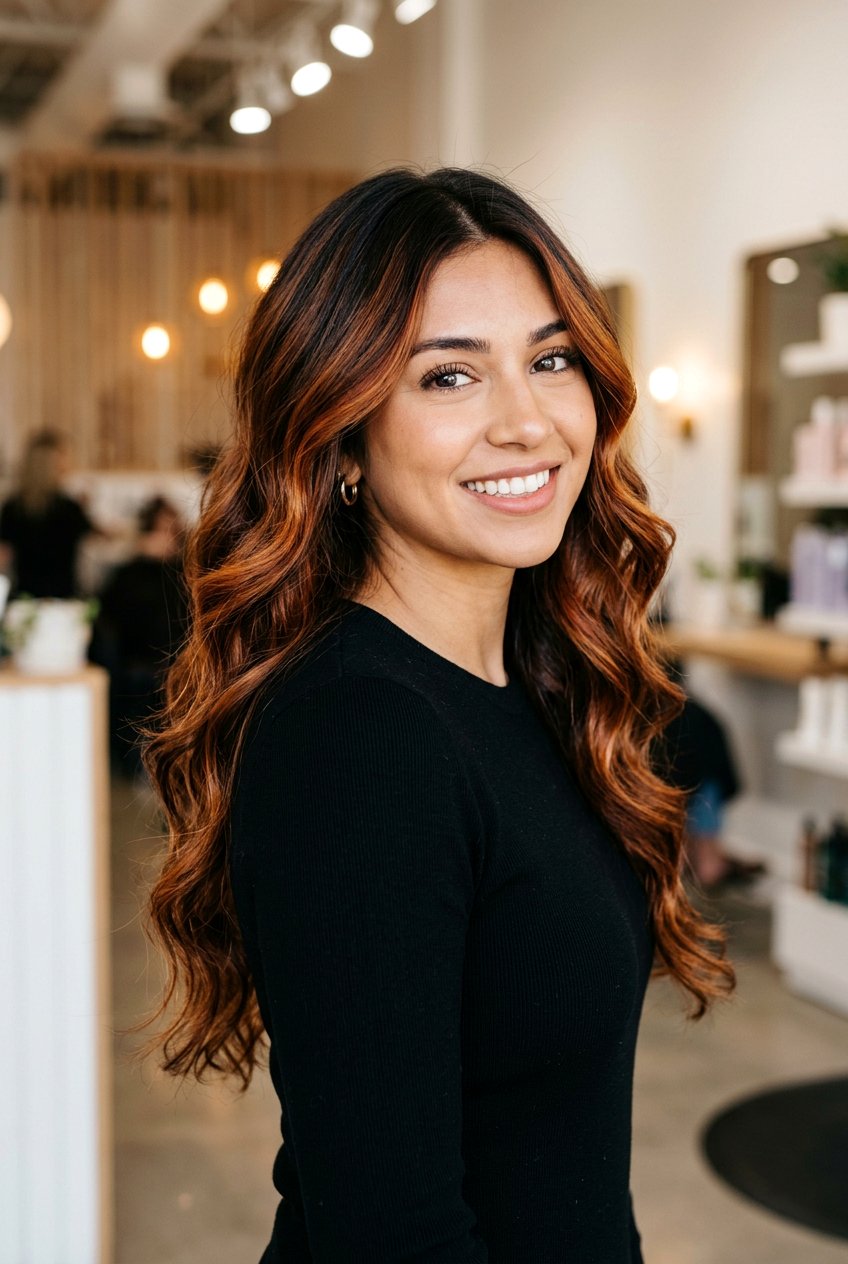 High Contrast Chestnut Copper Balayage - 20 chestnut copper balayage - 20 chestnut copper balayage