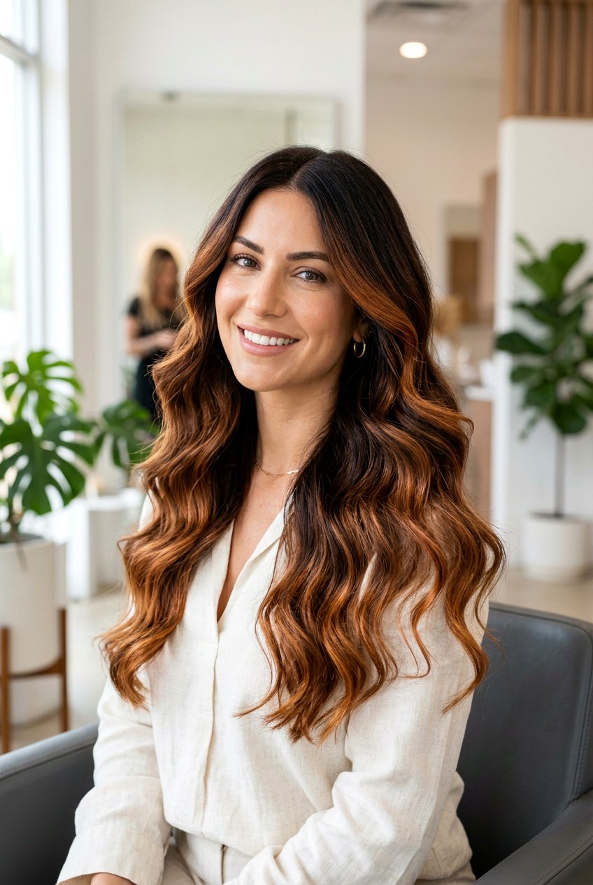 High Contrast Cinnamon Balayage On Brown Hair - 20 cinnamon balayage on brown hair - 20 cinnamon balayage on brown hair