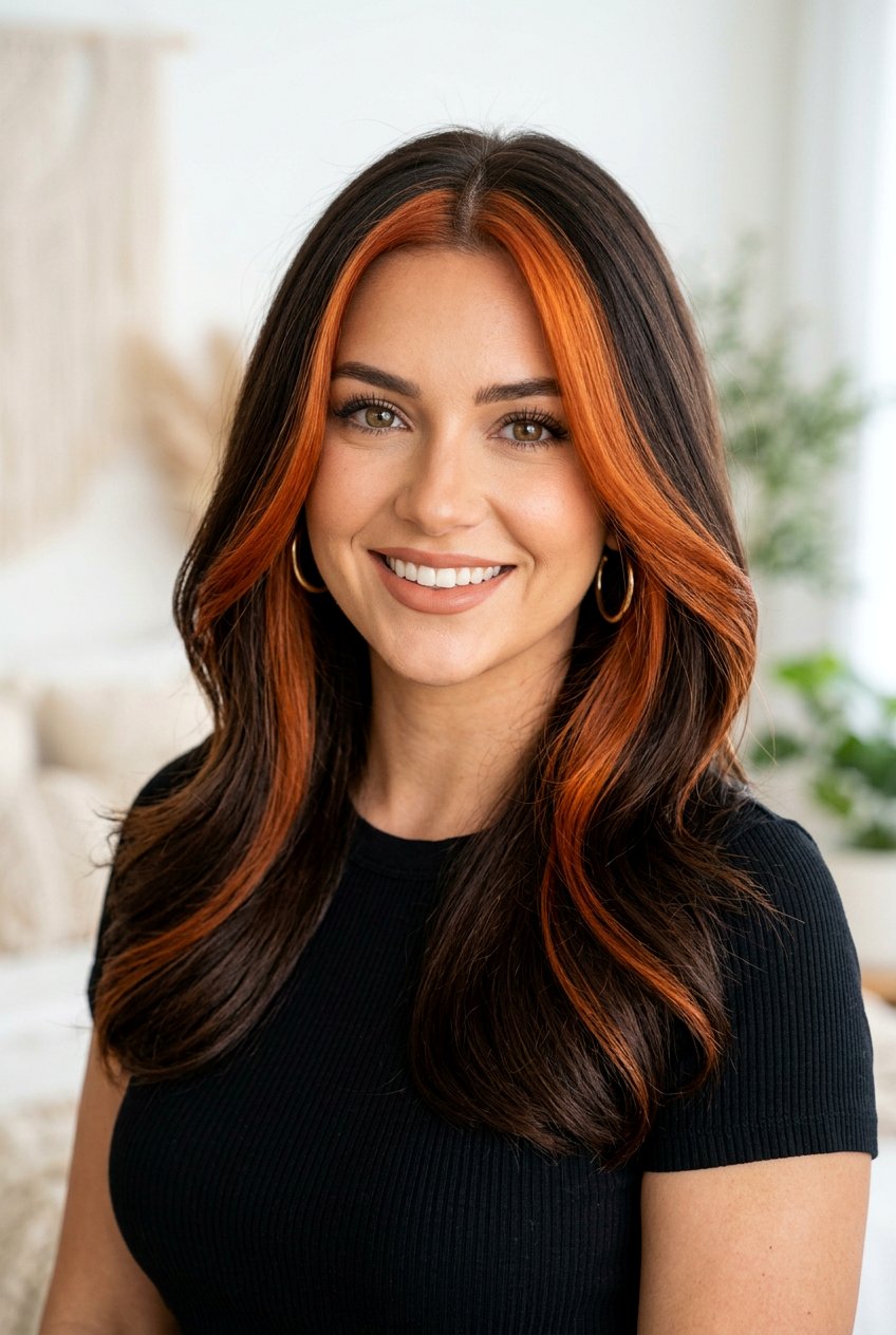 High Contrast Face Framing Copper Highlights - 20 face framing copper highlights - 20 face framing copper highlights