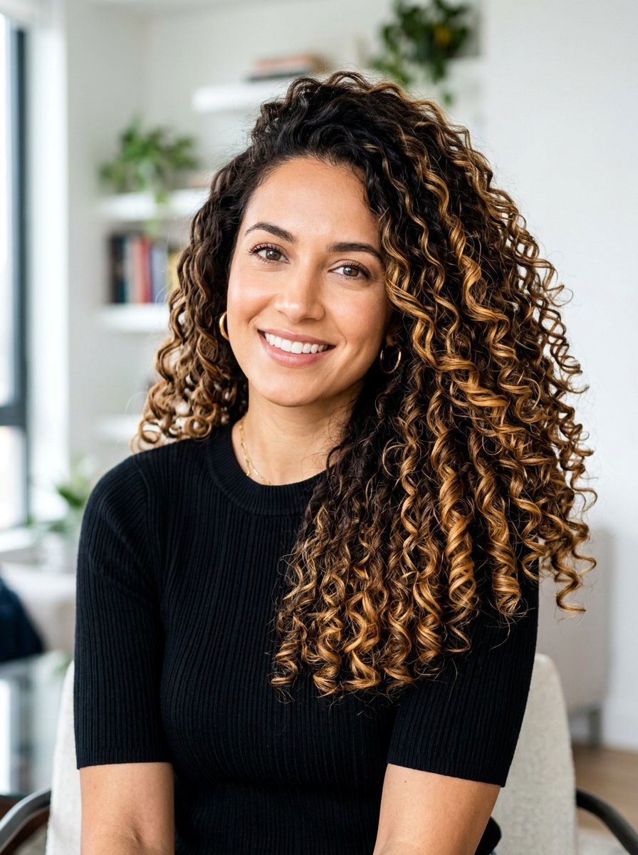 High Contrast Honey Balayage Curly Hair - 20 honey balayage for curly hair - 20 honey balayage for curly hair