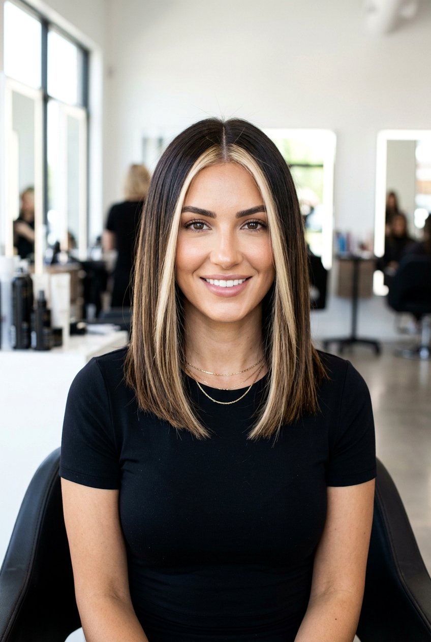 High Contrast Money Piece Balayage For Brunettes - 20 face framing balayage ideas - 20 face framing balayage ideas