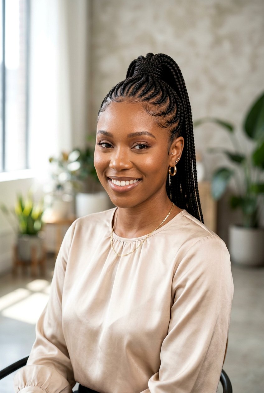 High Cornrow Ponytail - 20 cornrow ponytail for black women - 20 cornrow ponytail for black women