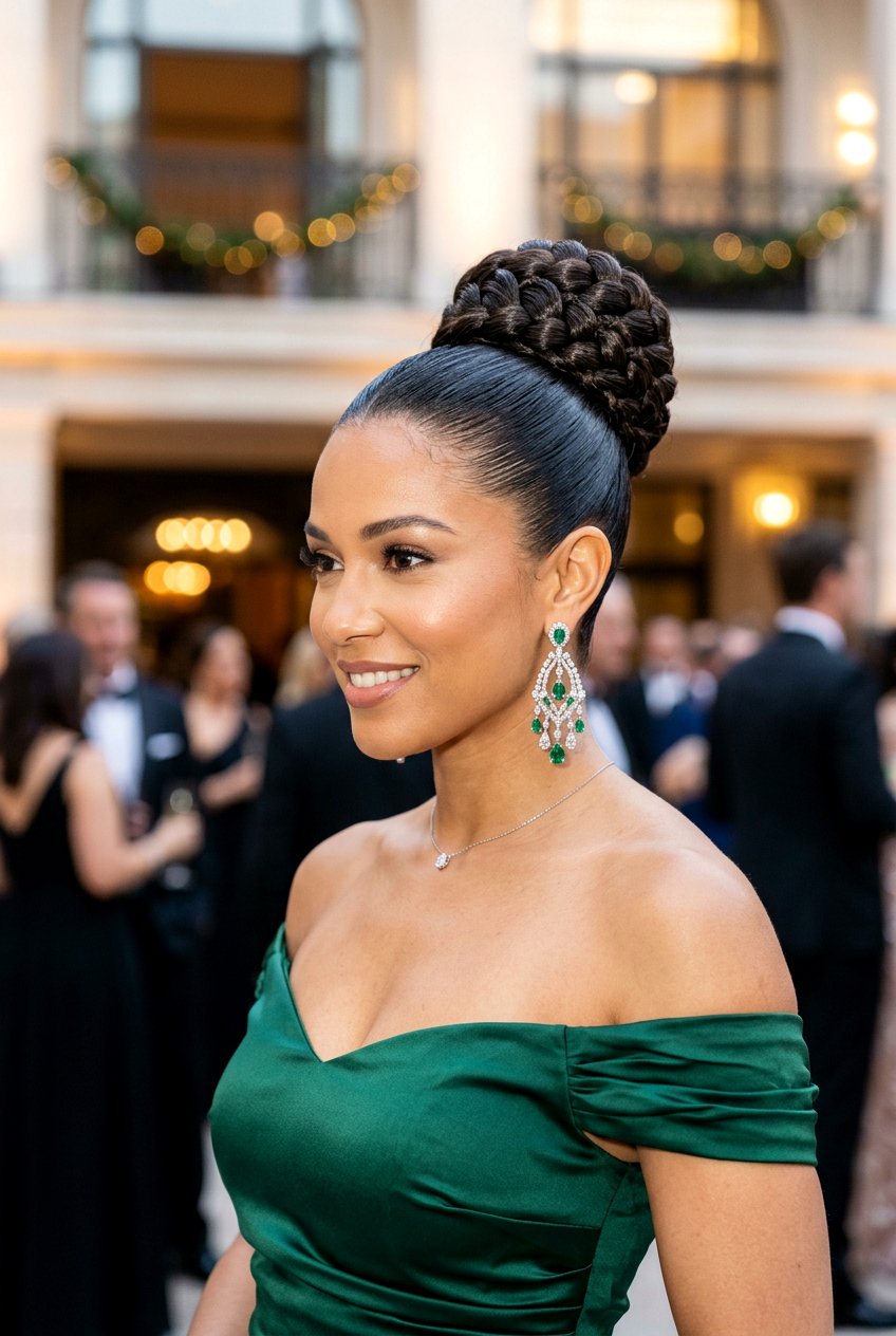 High Crown Braided Bun - 20 festive braid bun hairstyle - 20 festive braid bun hairstyle