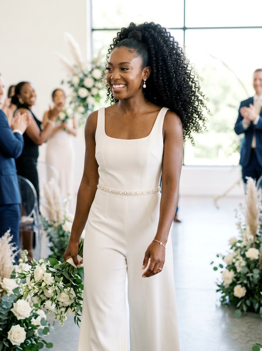 High Curly Ponytail - 20 wedding hairstyles for curly brides - 20 wedding hairstyles for curly brides