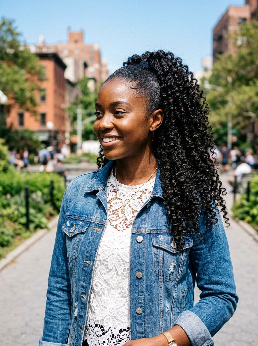 High Curly Ponytail - 20 western ponytail with curls - 20 western ponytail with curls