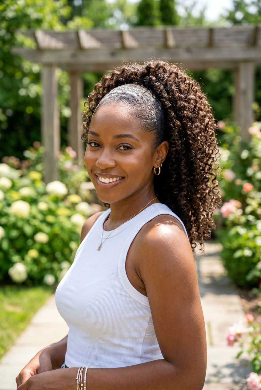 High Curly Ponytail For Humid Weather - 20 humid weather curly hairstyles - 20 humid weather curly hairstyles