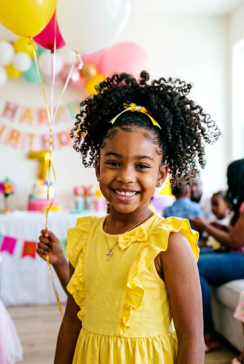 High Curly Ponytail For Kids - 20 birthday hairstyle for little girls with curls - 20 birthday hairstyle for little girls with curls