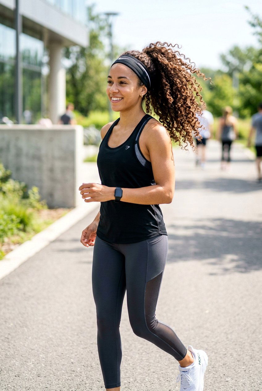 High Curly Ponytail With Elastic Headband - 20 headband hairstyles - 20 headband hairstyles