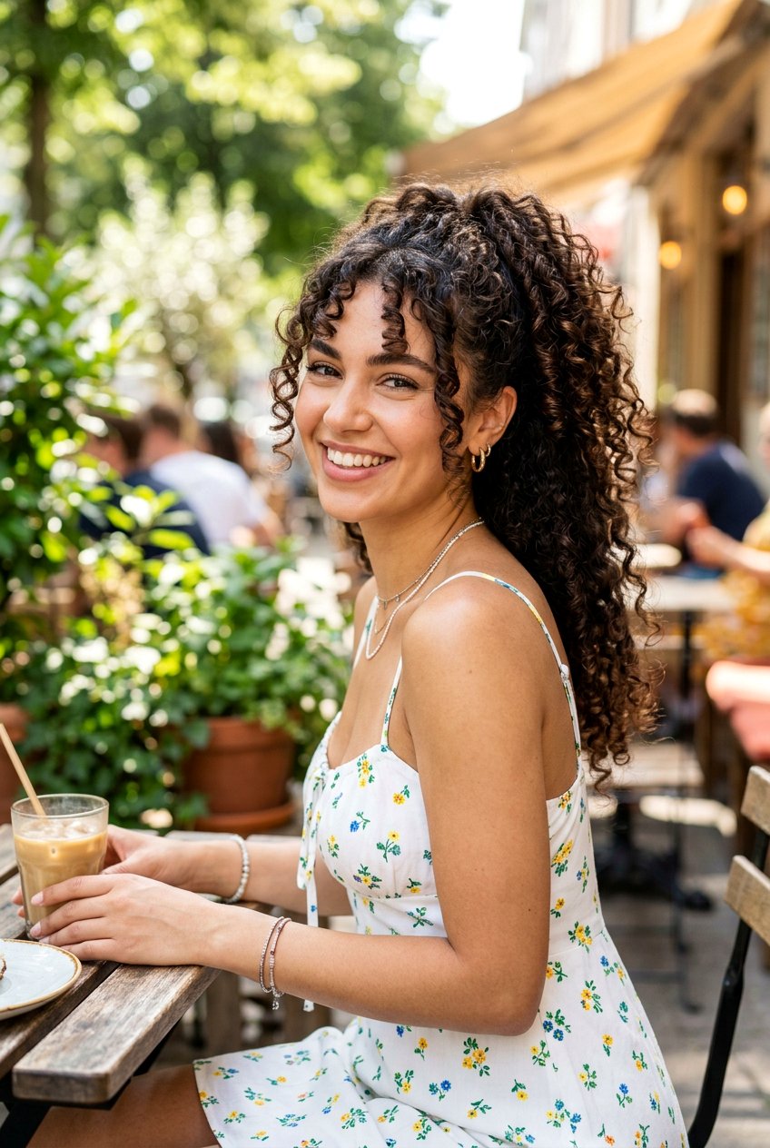 High Curly Ponytail With Face Framing Pieces - 20 bridal shower ponytail with curls - 20 bridal shower ponytail with curls