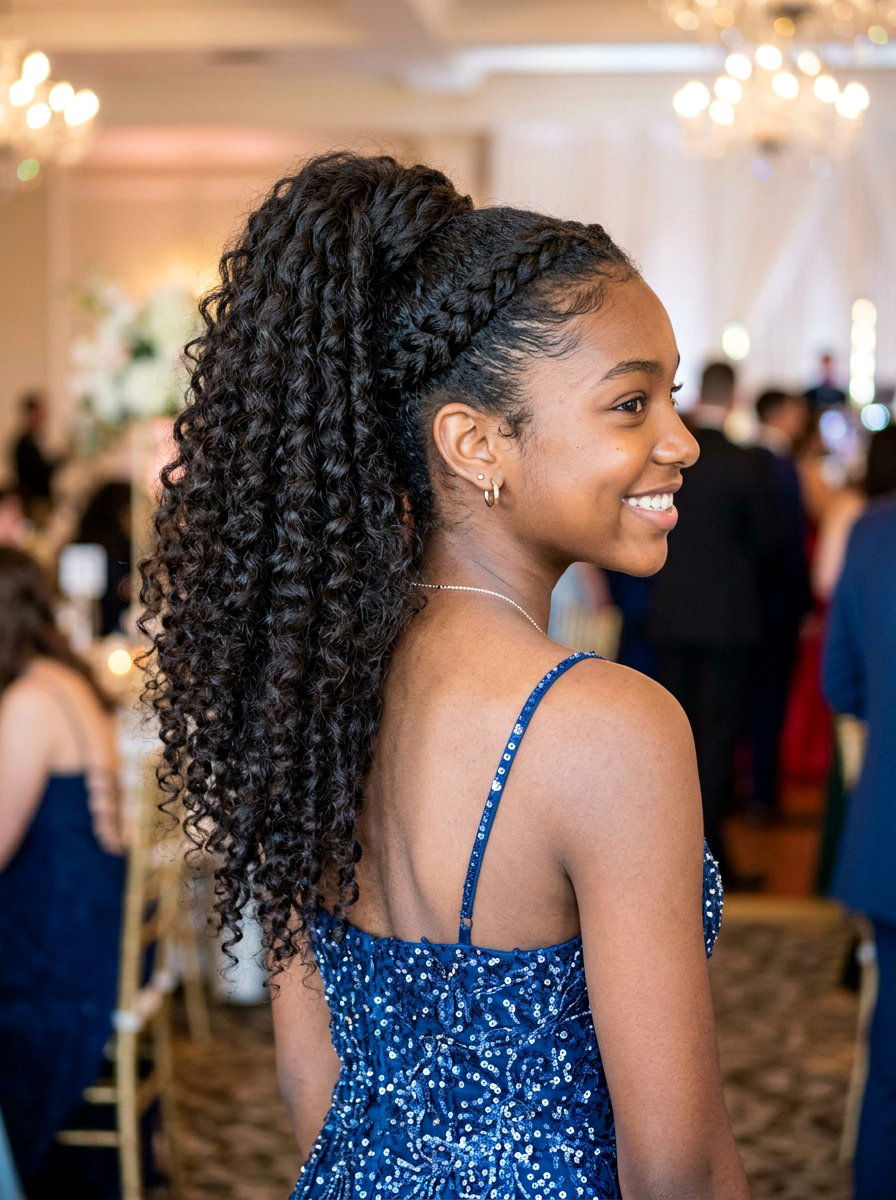 High Curly Ponytail With Wrapped Hair - 20 teen girls homecoming curls ponytail - 20 teen girls homecoming curls ponytail