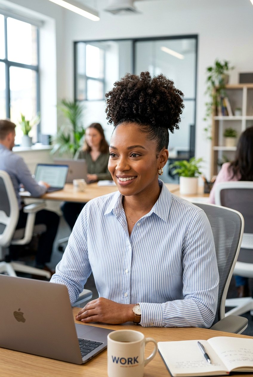 High Curly Puff For Work - 20 curly work hairstyles - 20 curly work hairstyles