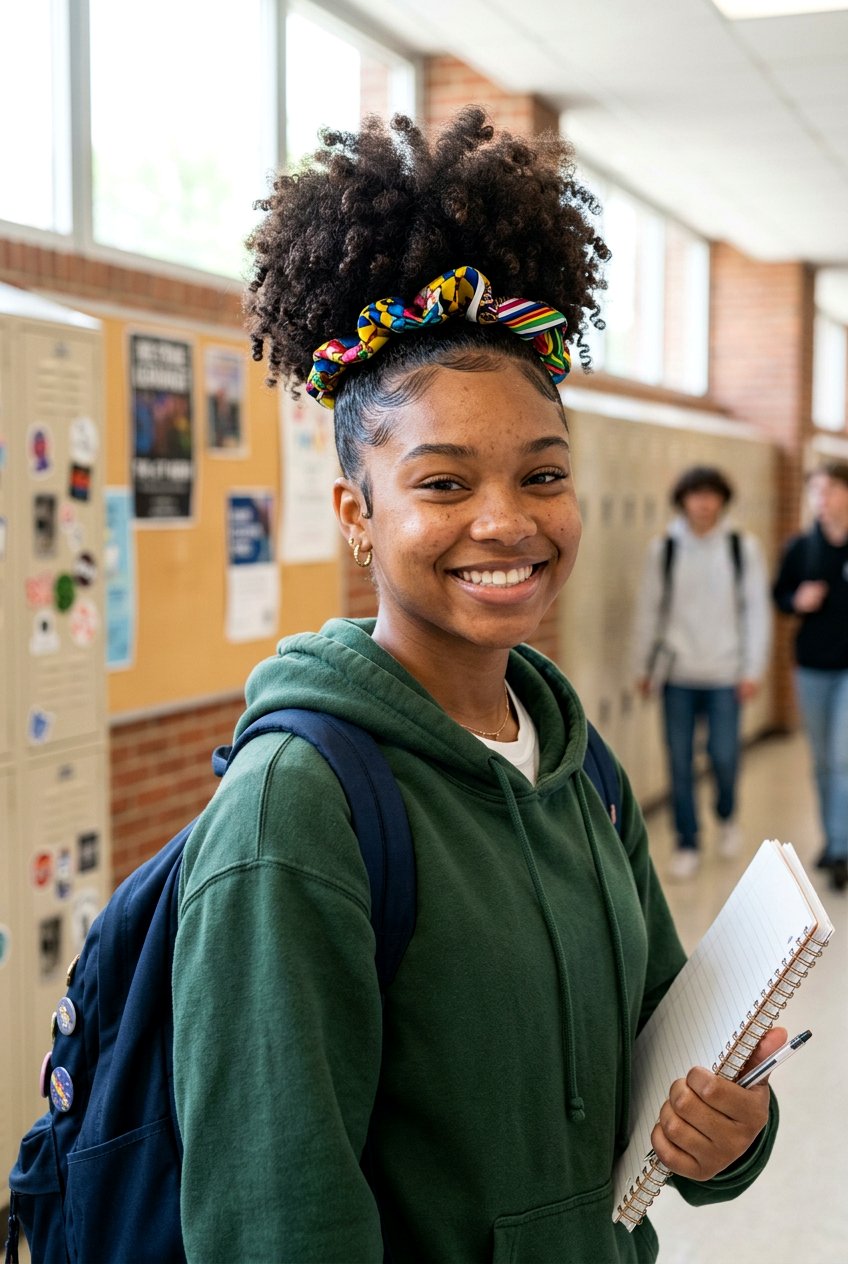 High Curly Puff - 20 school hairstyle for naturally curly hair - 20 school hairstyle for naturally curly hair