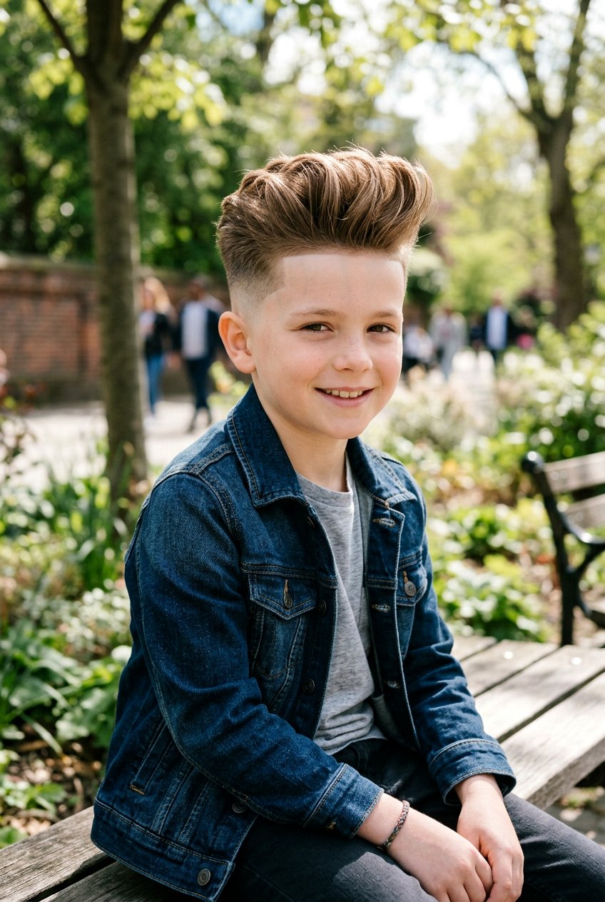 High Fade With Textured Quiff - 20 young boys haircut for round face - 20 young boys haircut for round face