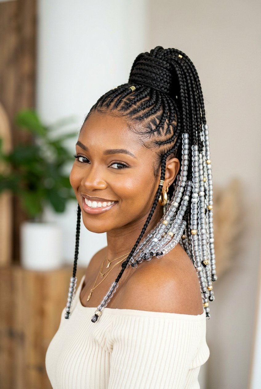High Fulani Braids Ponytail With Beads - 20 fulani braids ponytail with beads - 20 fulani braids ponytail with beads