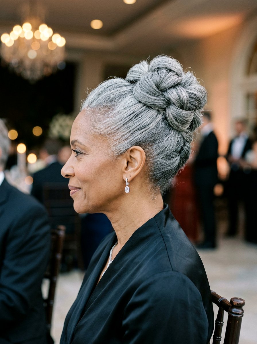 High Gray Chignon - 20 elegant gray chignon hairstyle - 20 elegant gray chignon hairstyle