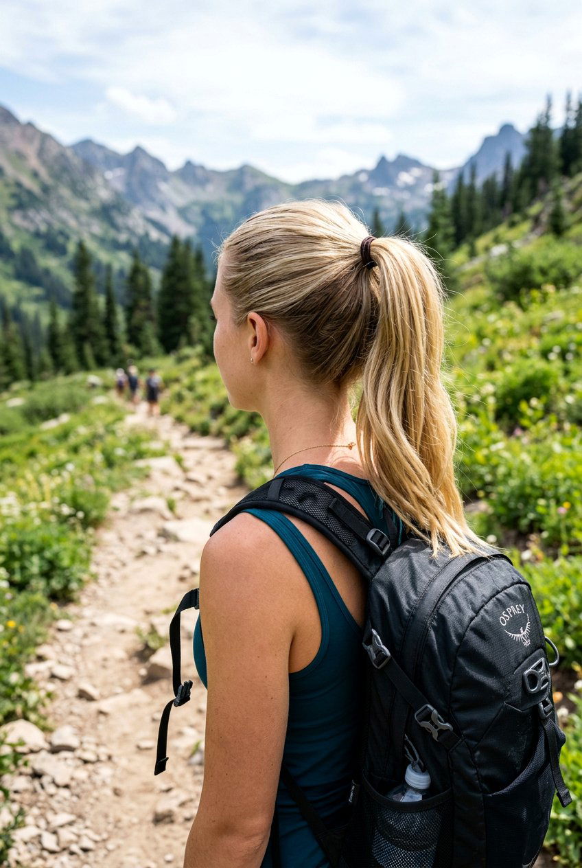 High Hiking Ponytail - 20 camping hairstyles for women - 20 camping hairstyles for women