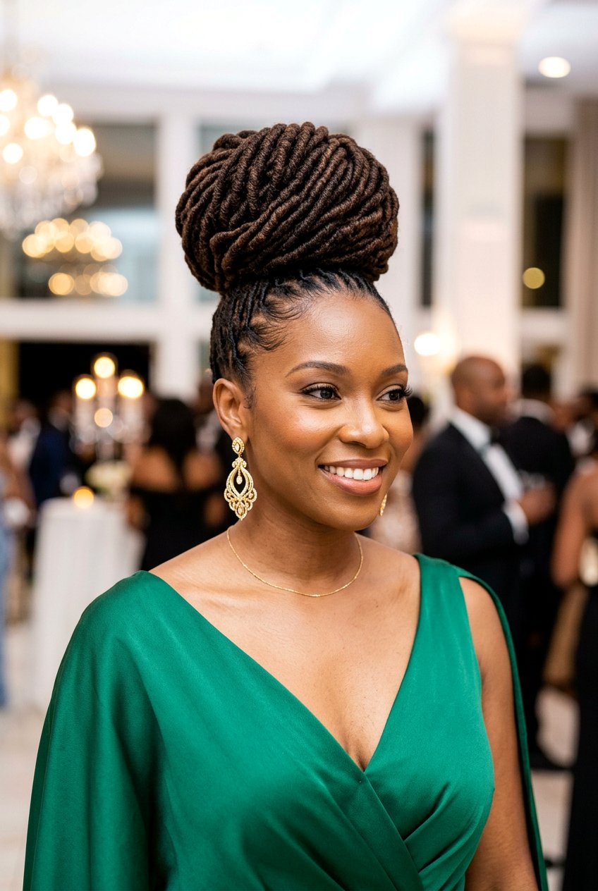 High Loc Bun - 20 loc styles for wedding guests - 20 loc styles for wedding guests