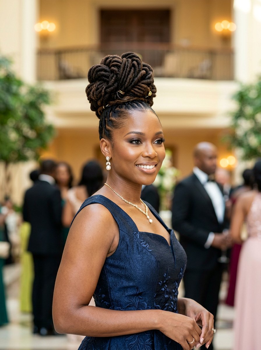 High Loc Bun - 20 prom loc styles for women - 20 prom loc styles for women