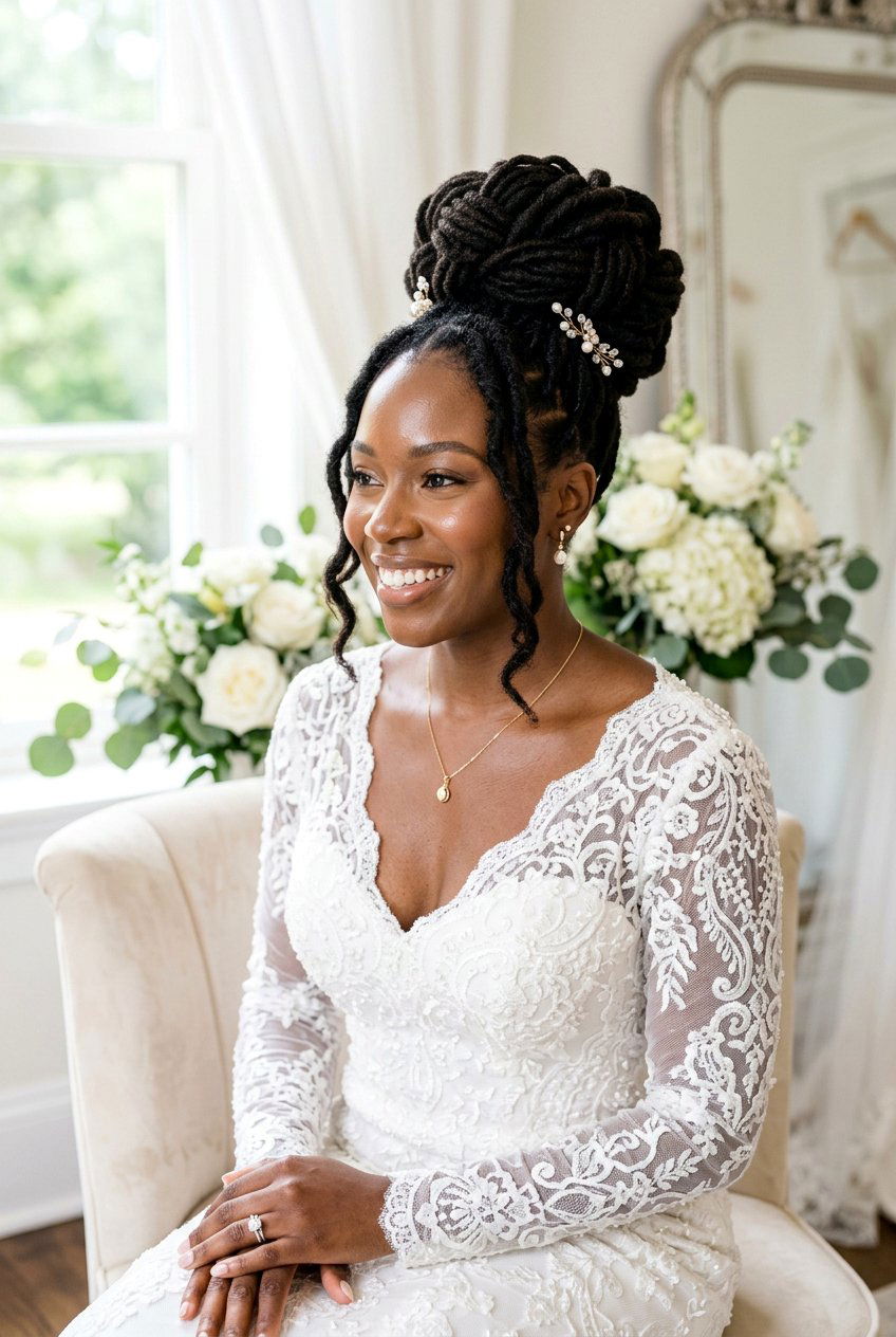 High Loc Bun - 20 bridal loc updo styles - 20 bridal loc updo styles