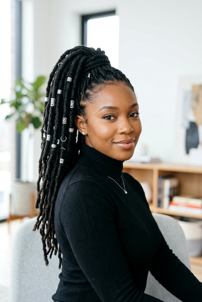 High Loc Ponytail - 20 loc ponytail hairstyle - 20 loc ponytail hairstyle