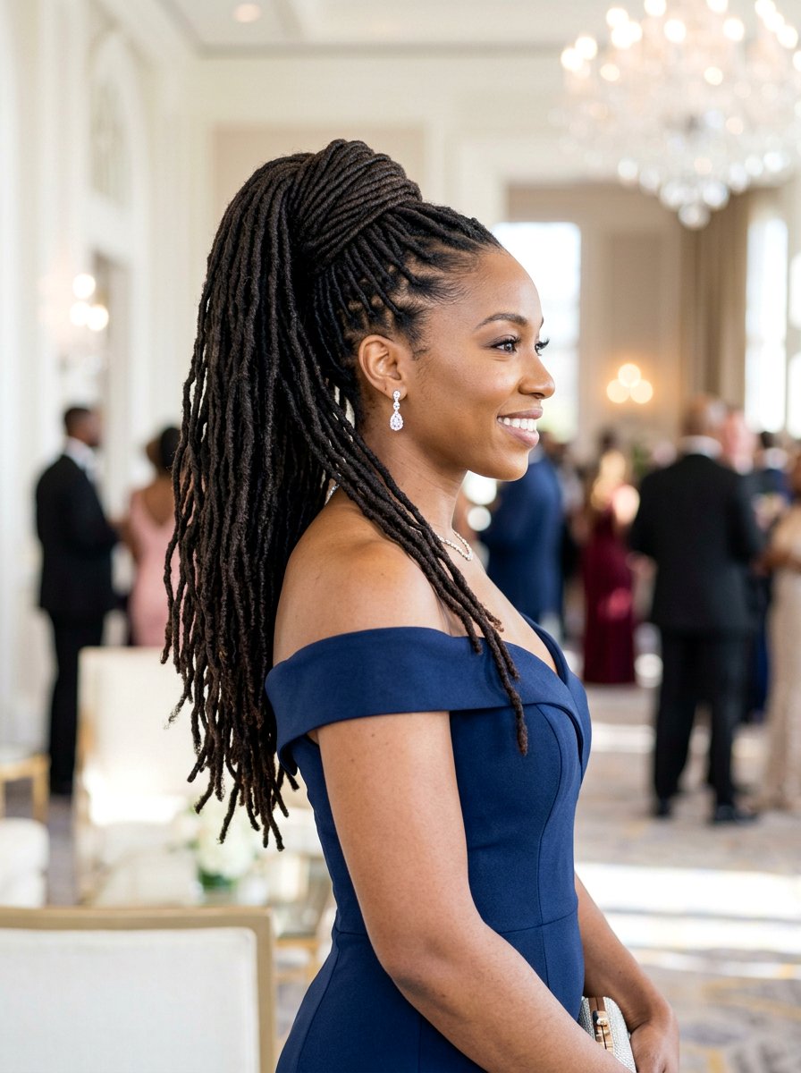 High Loc Ponytail - 20 prom hairstyles for locs - 20 prom hairstyles for locs