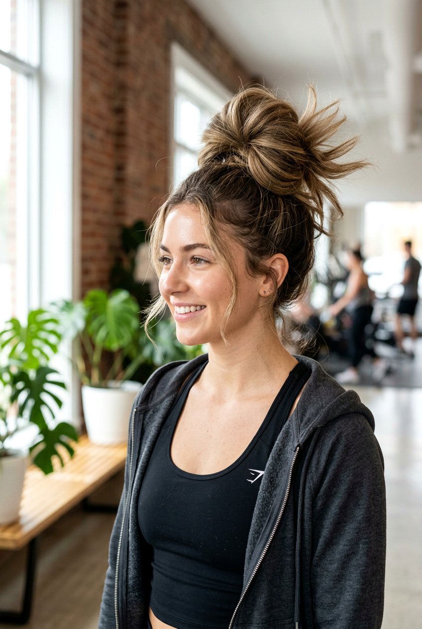 High Loop Messy Bun - 20 messy bun for moms with thin hair - 20 messy bun for moms with thin hair