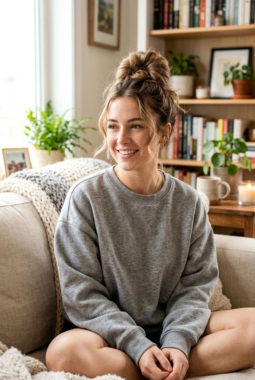 High Messy Bun On Clean Hair - 20 clean hair day hairstyles - 20 clean hair day hairstyles