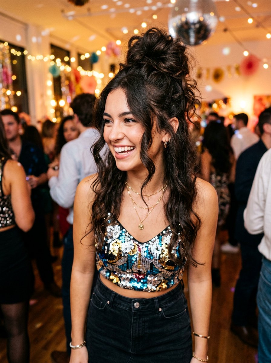 High Messy Bun With Chunky Face Framing - 20 party bun with face framing pieces - 20 party bun with face framing pieces