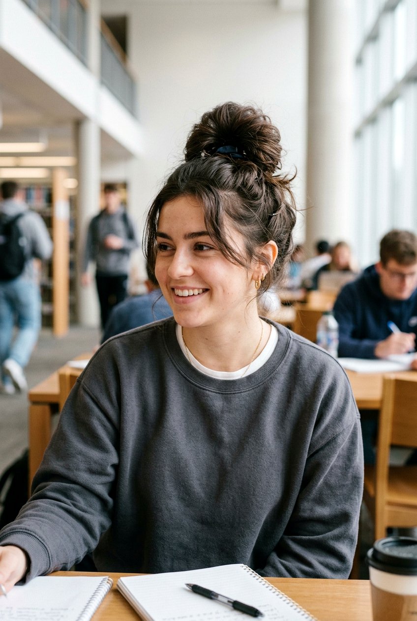 High Messy Bun for School - 20 no heat hairstyles for school