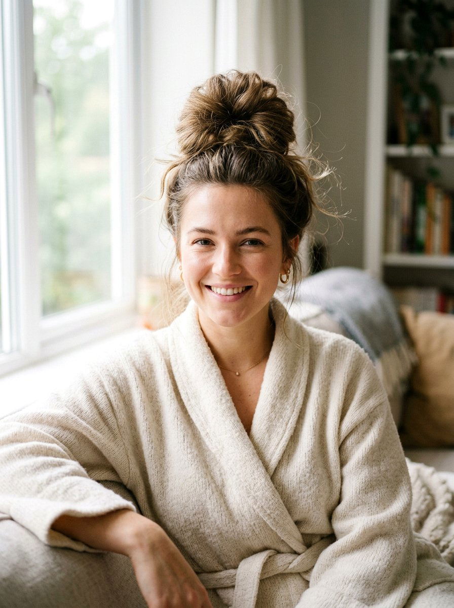 High Messy Top Knot Hairstyle - 20 easy hairstyle for long fine straight hair - 20 easy hairstyle for long fine straight hair