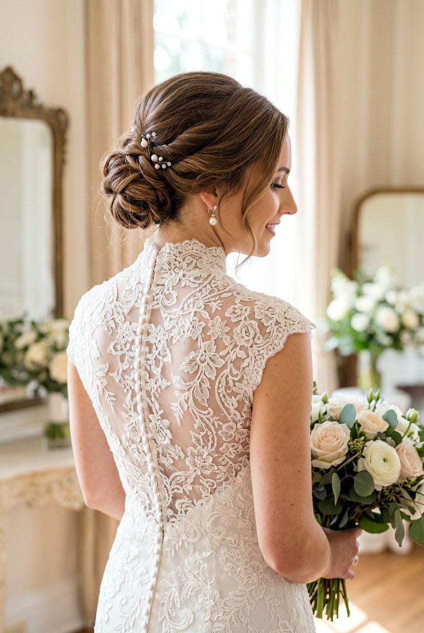 High Neckline Bridal Chignon - 20 classic bridal chignon - 20 classic bridal chignon