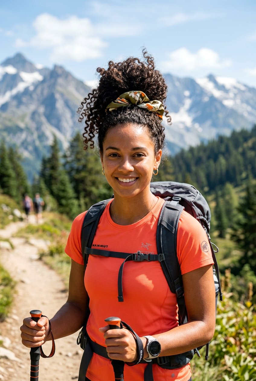 High Pineapple Bun - 20 hiking hairstyle for curly hair women - 20 hiking hairstyle for curly hair women