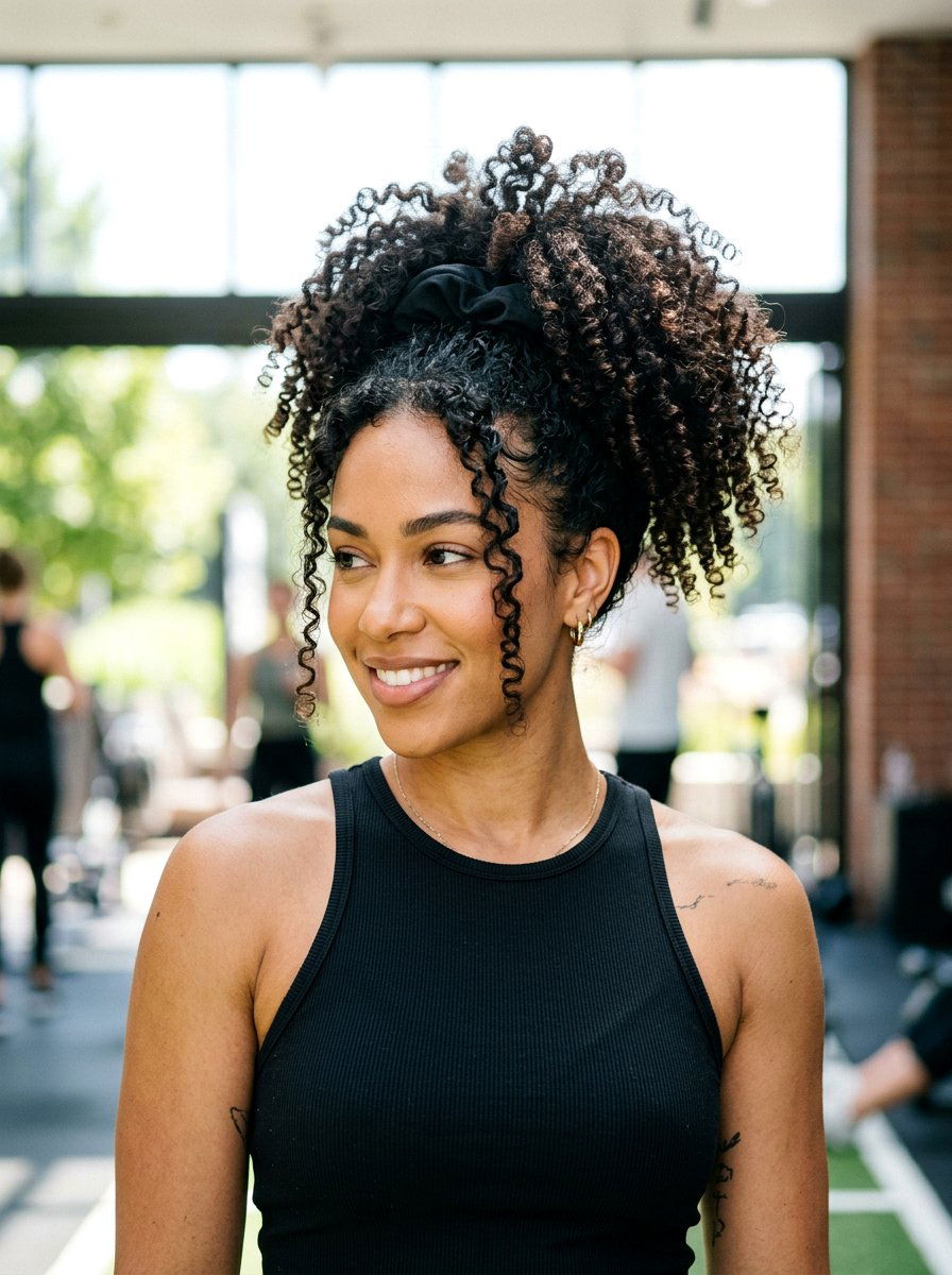 High Pineapple Ponytail For Thick Curly Hair - 20 gym hairstyle for thick curly hair - 20 gym hairstyle for thick curly hair