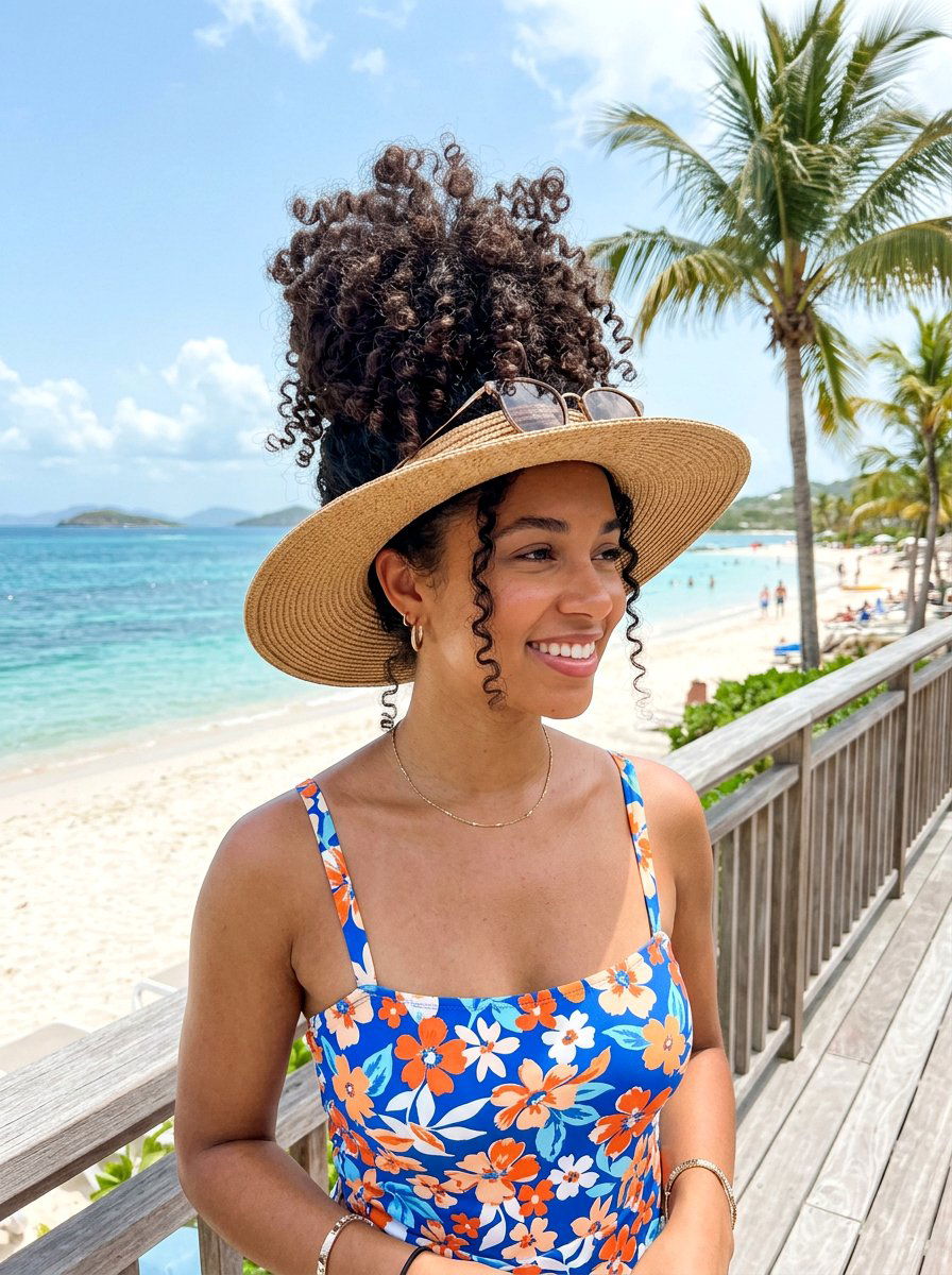 High Pineapple Vacation Updo - 20 vacation hairstyle for long curls - 20 vacation hairstyle for long curls