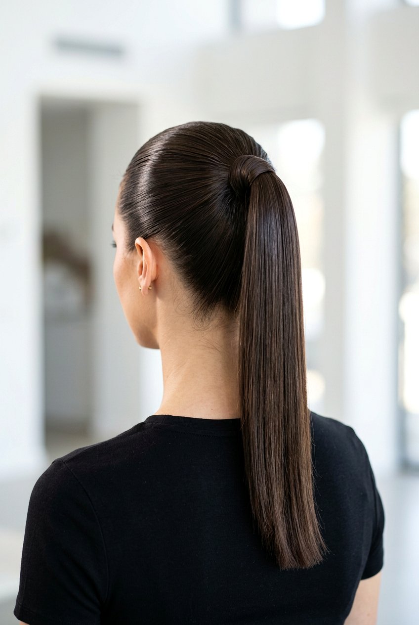 High Polished Ponytail - 20 office hairstyles for women - 20 office hairstyles for women