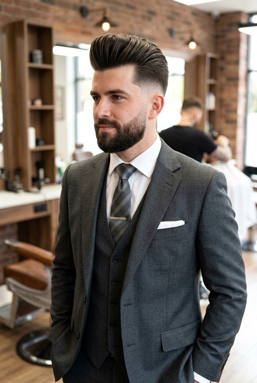 High Pompadour Fade - 20 long top short sides haircut men - 20 long top short sides haircut men