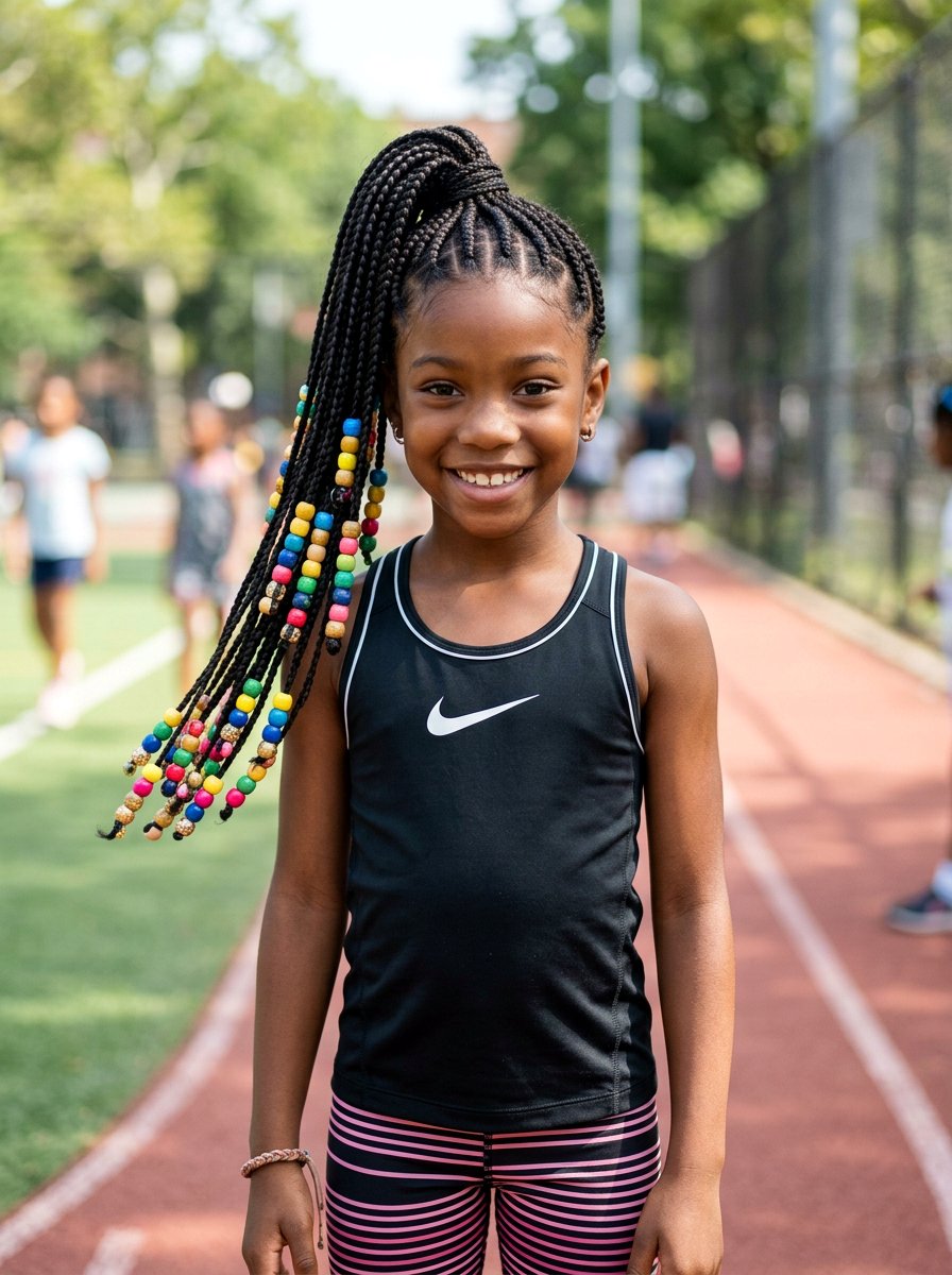 High Ponytail Box Braids With Beads - 20 kids box braids with beads - 20 kids box braids with beads