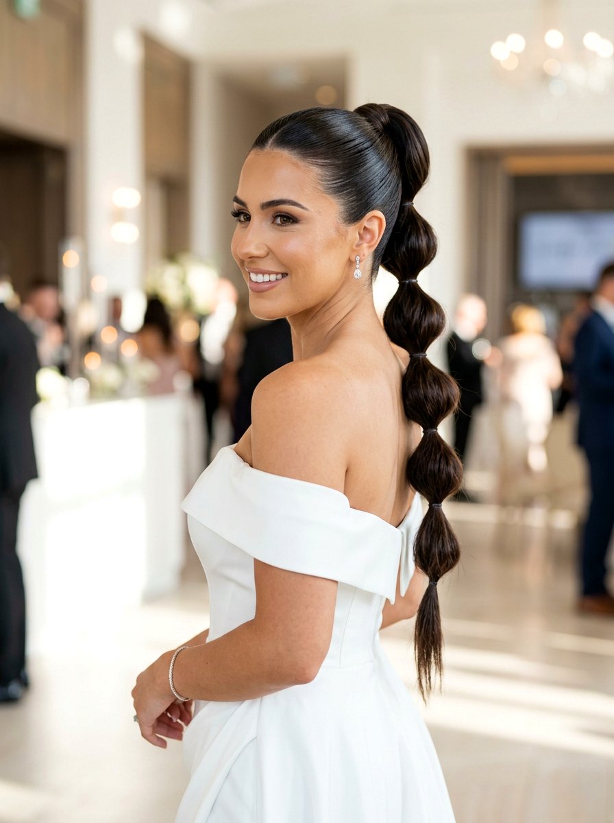 High Ponytail Bubble Braid - 20 party hairstyle with bubble braids - 20 party hairstyle with bubble braids