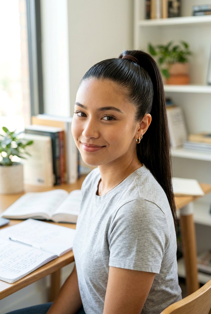 High Ponytail Exam Hairstyle - 20 exam day hairstyles - 20 exam day hairstyles