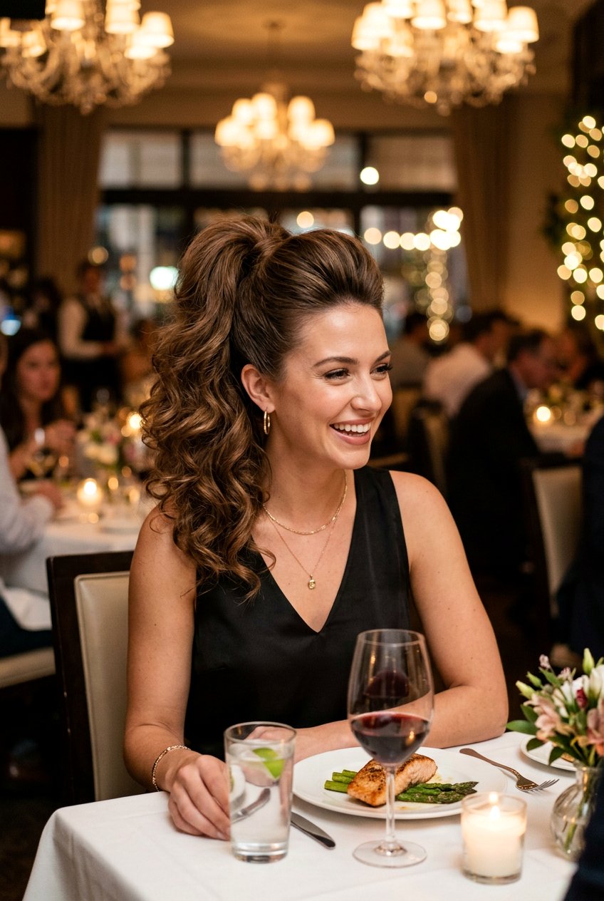 High Ponytail For Dinner Out - 20 dinner date hairstyles - 20 dinner date hairstyles